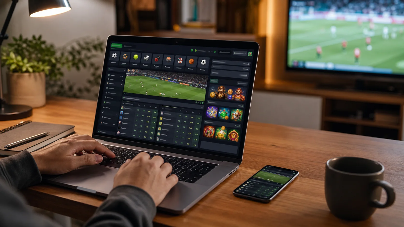 Plataforma winkbingo em notebook e celular com apostas esportivas e cassino online